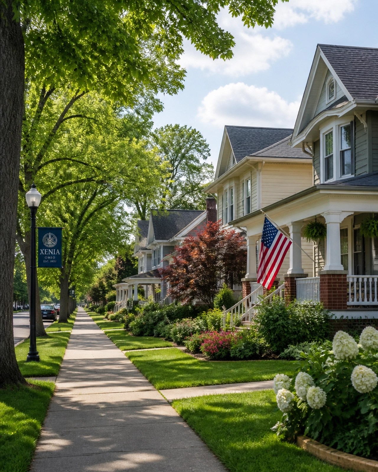 Picturesque residential street in Xenia, Ohio