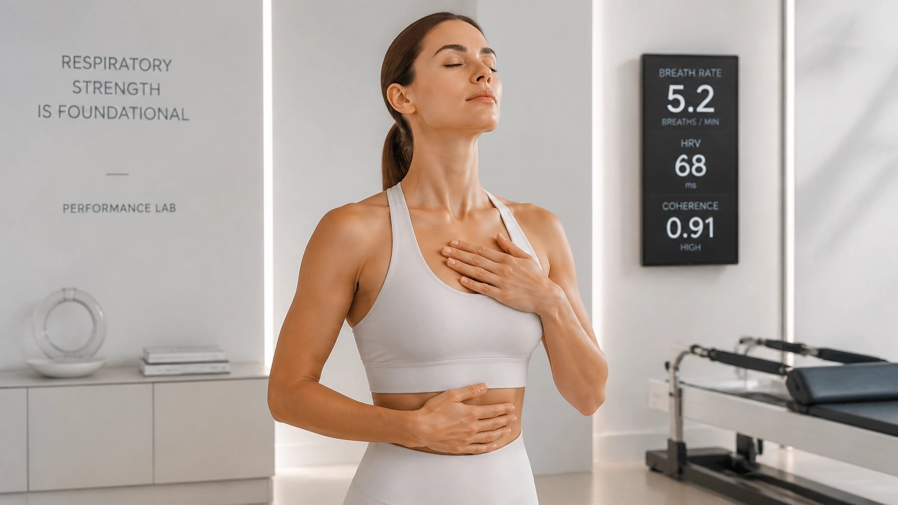 Athlete focusing on respiratory strength and deep breathing