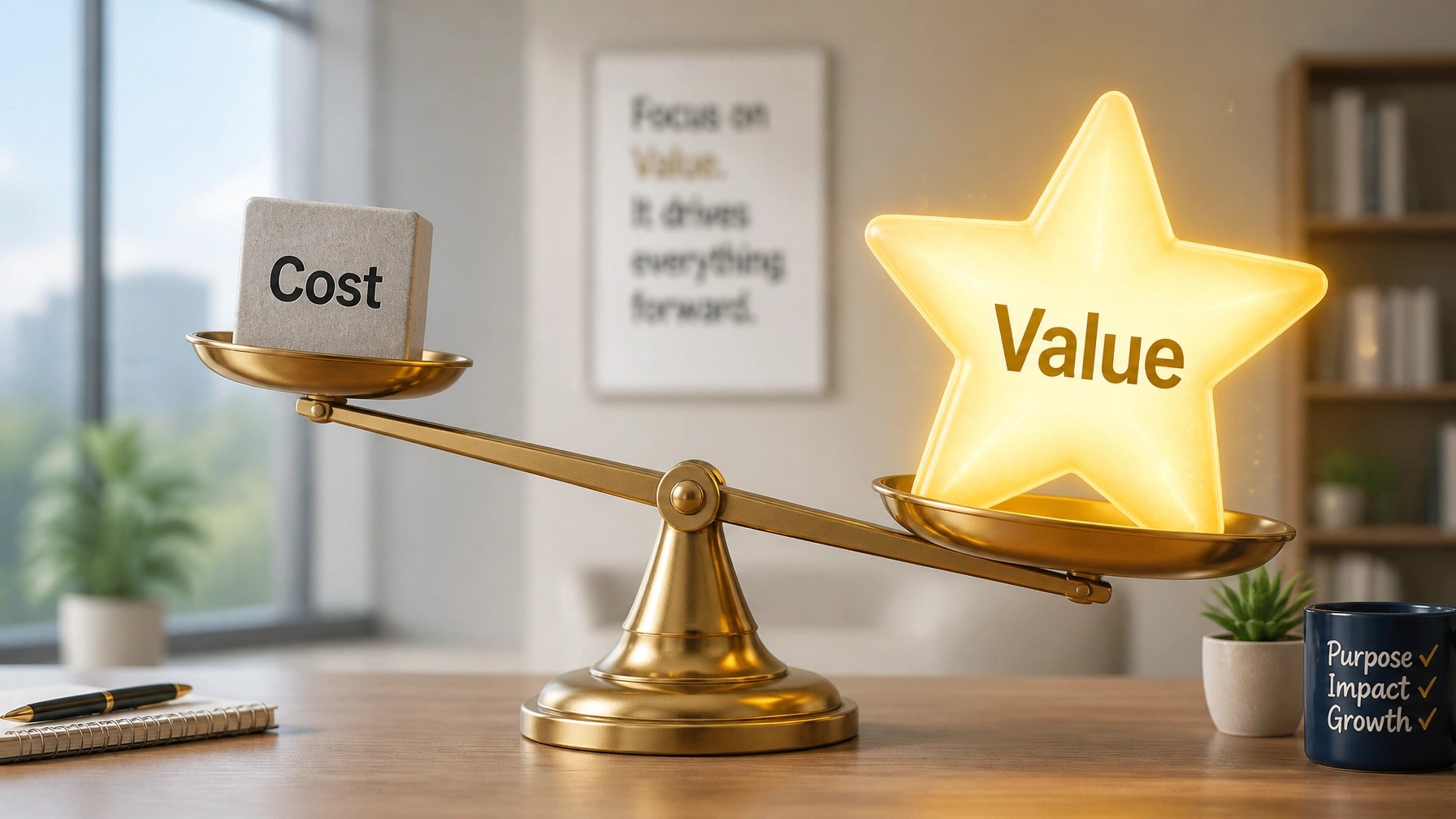 Scale showing Value outweighing Cost