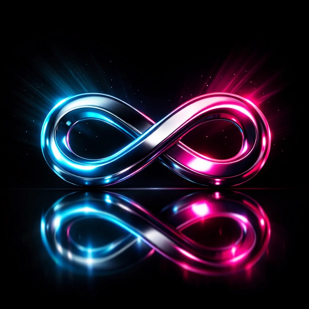 Infinity symbol representing unlimited web development subscription model for continuous capacity