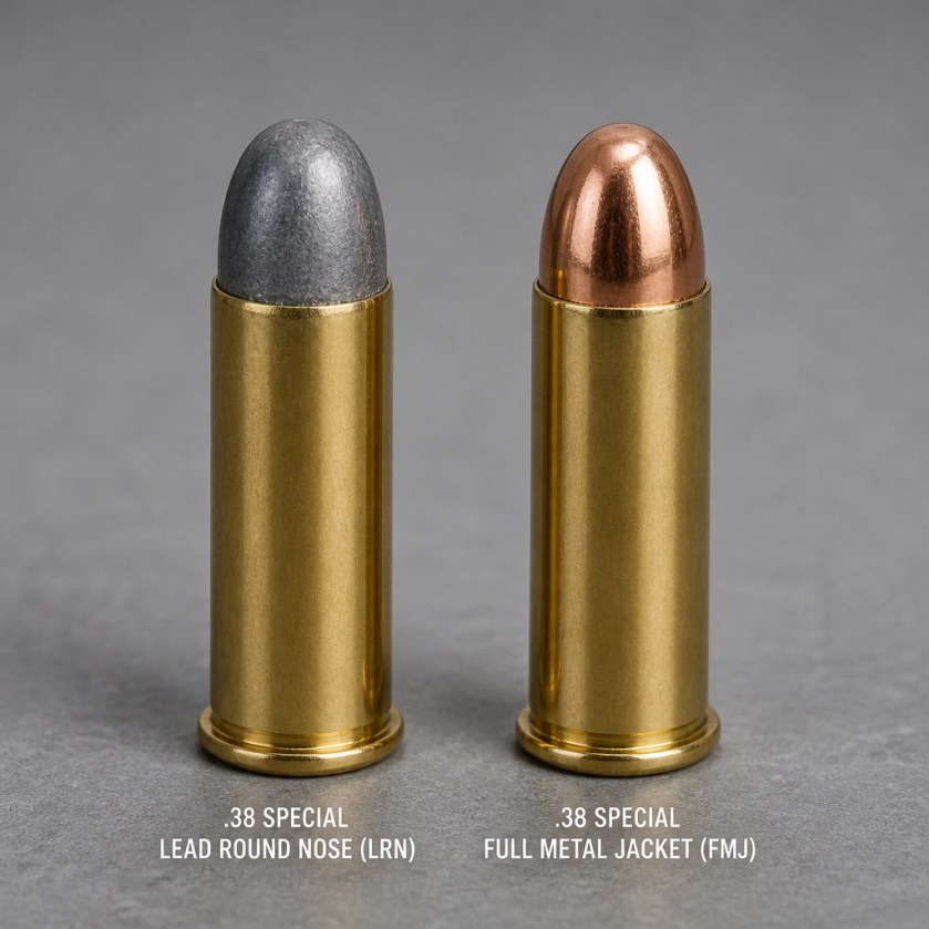 Comparison of LRN vs FMJ .38 Special cartridges