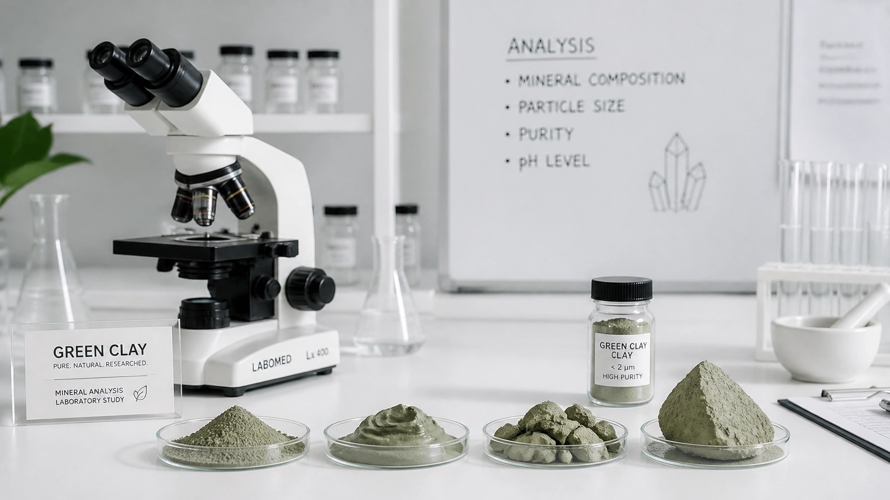 Scientific lab setting showing clay research
