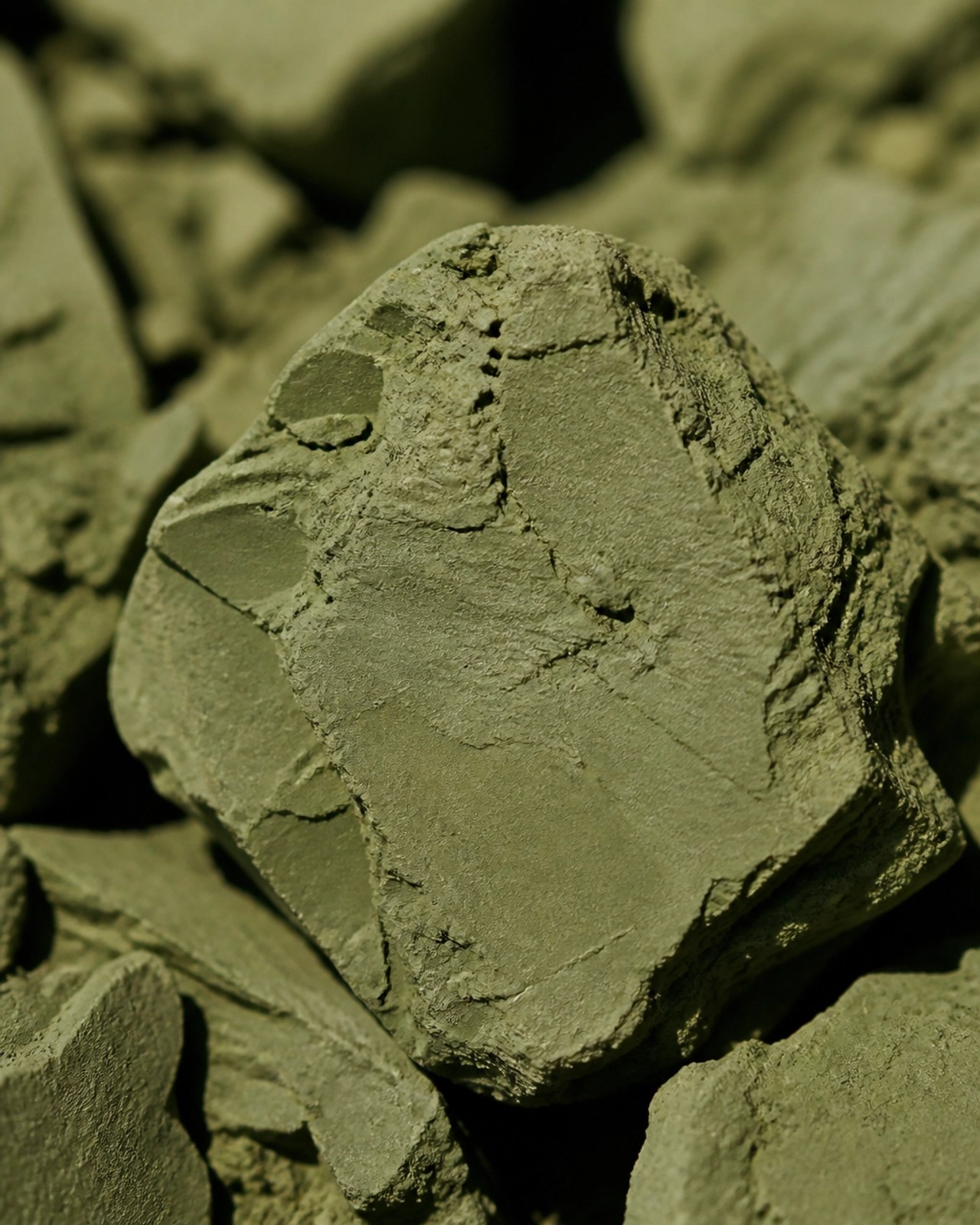 Close-up of raw French green clay minerals