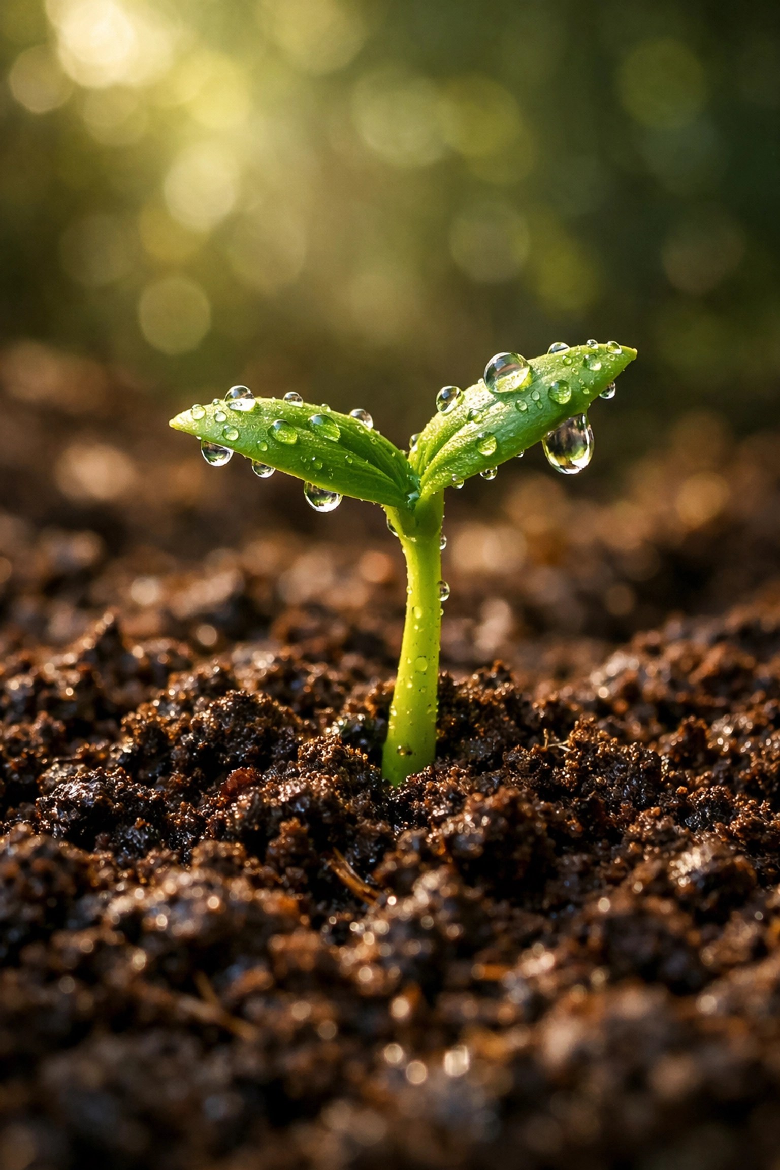 Vibrant green sprout in dark soil symbolizing a healthy scalp environment for natural hair growth.