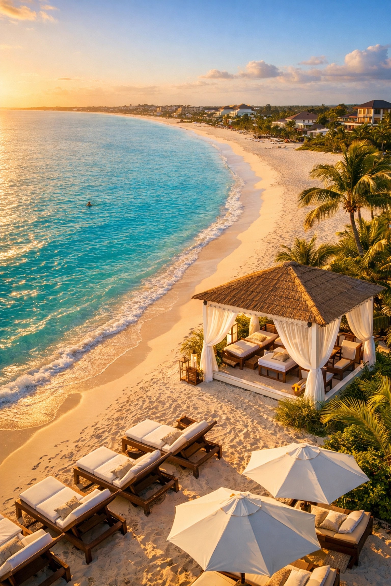 Grace Bay Club luxury beachfront spa pavilion in Turks and Caicos with turquoise water