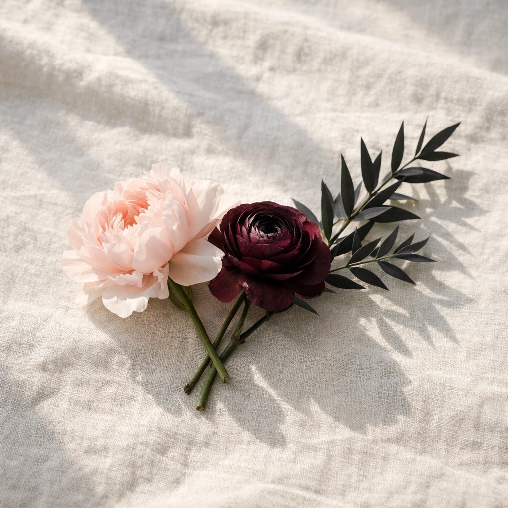 Day 5: Aesthetic Diversity & The Gospel – Celebrating Style in His Name 6 Aesthetic diversity shown through soft pink peonies and moody burgundy flowers representing Gothic Grace.