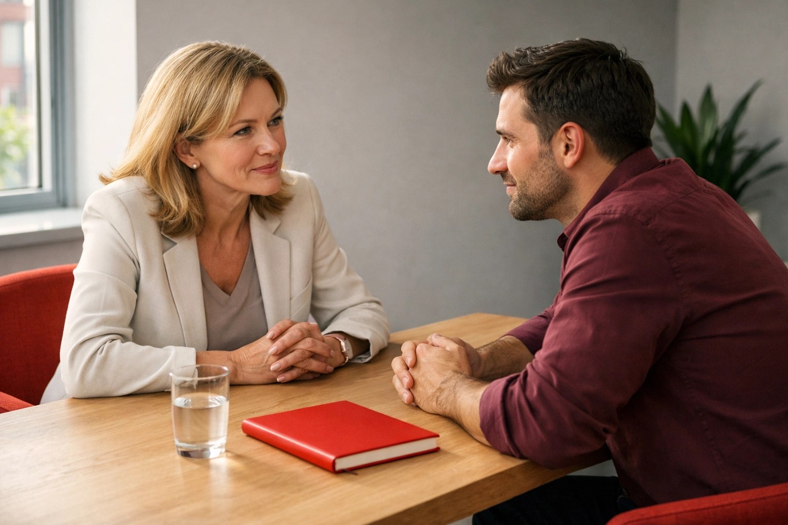 Manager and team member in a focused one-on-one meeting, illustrating authentic team engagement strategies.