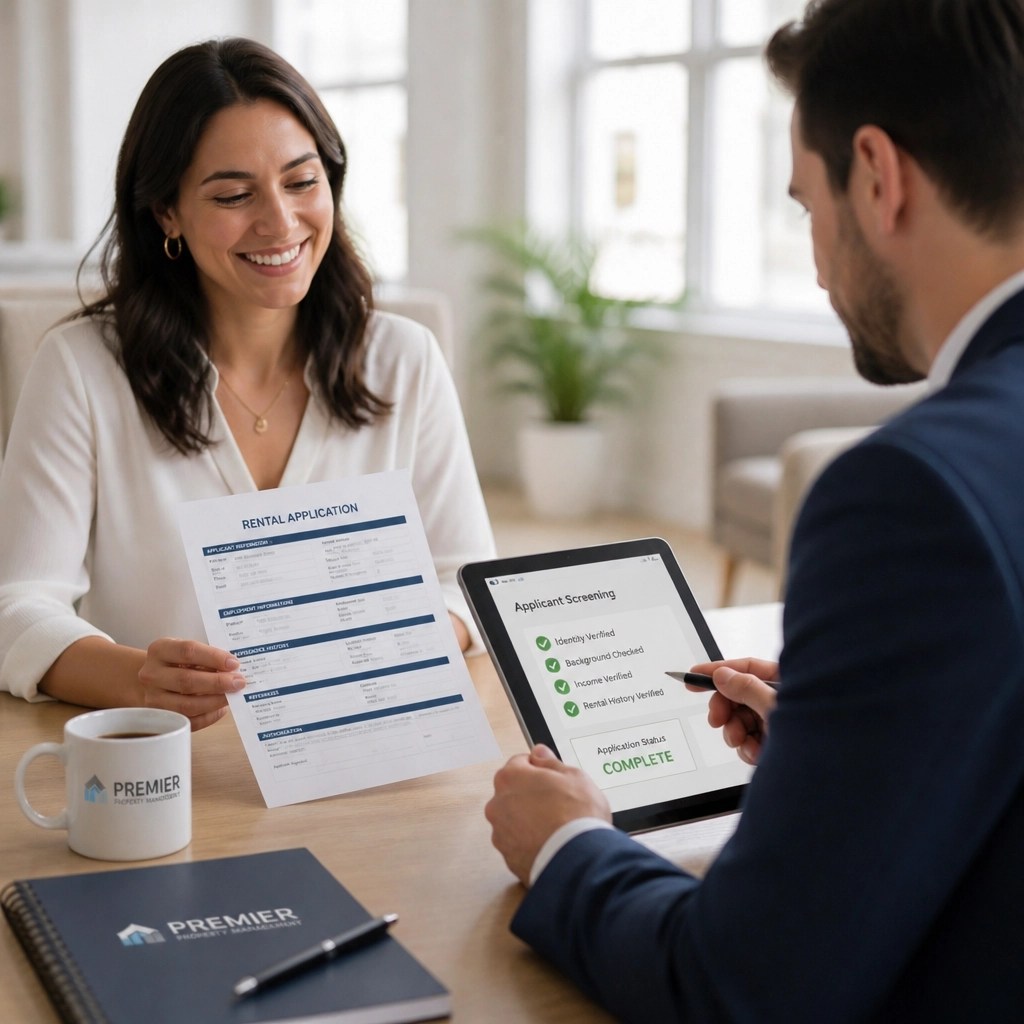 Close-up of professional identity verification and tenant screening process