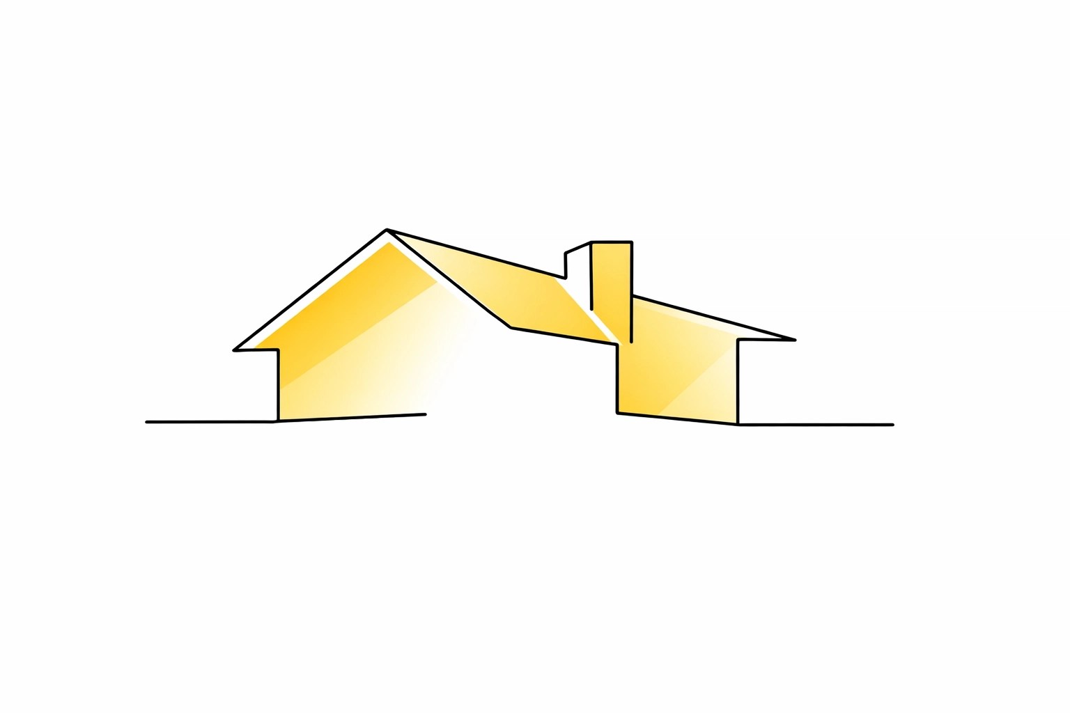 Minimalist line drawing of a modern custom home silhouette illustrating streamlined construction.