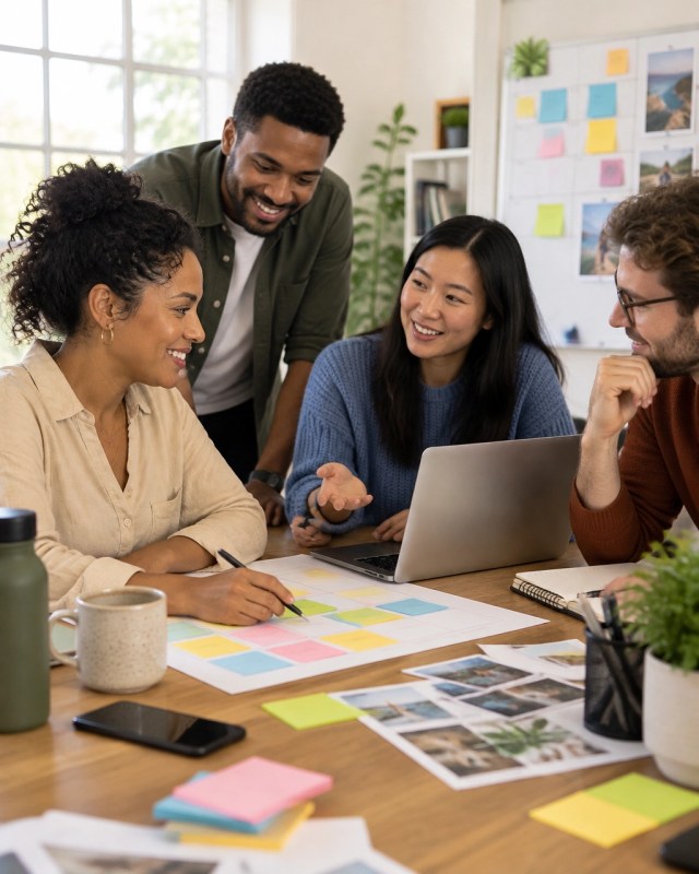 Startup marketers planning a content calendar
