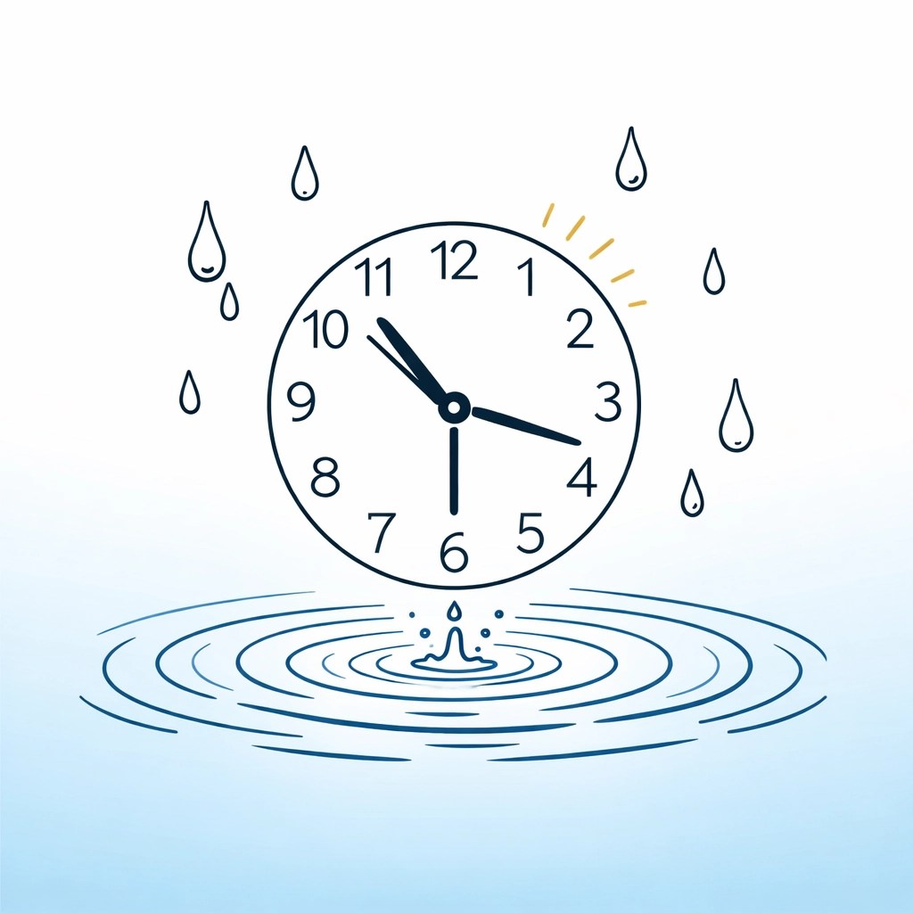 Clock with water droplets illustrating urgency of fast plumbing emergency response