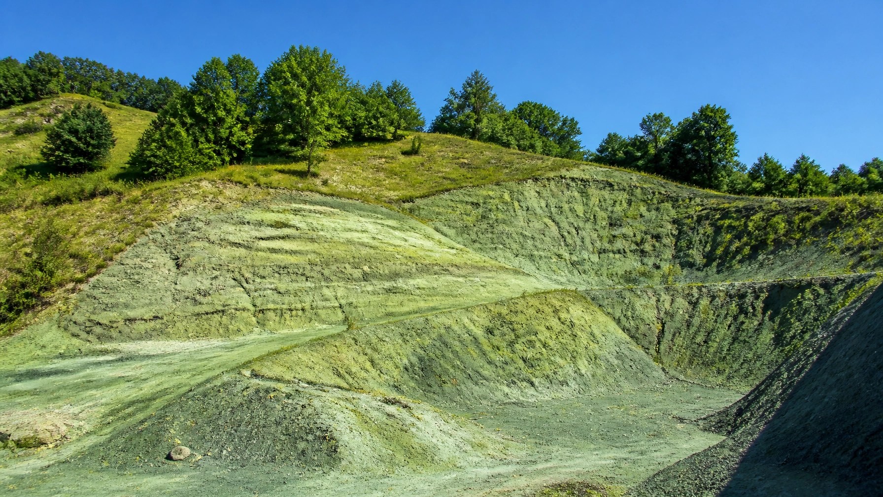Natural green clay quarry in France