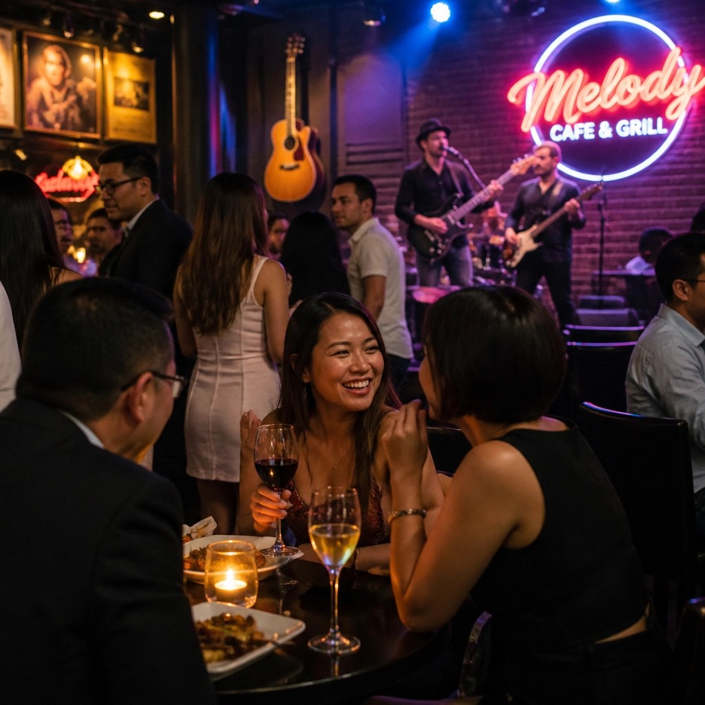 A diverse group of independent musicians and industry professionals networking and sharing ideas at a casual event.