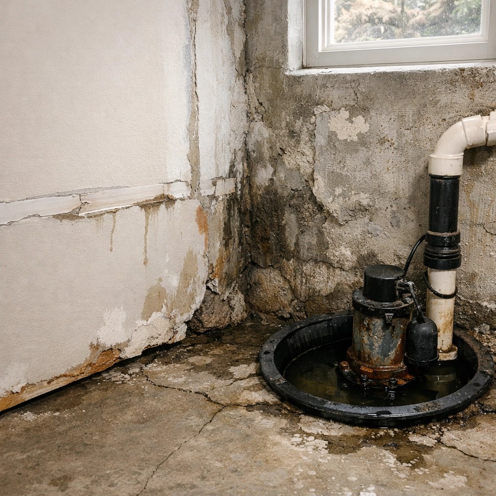Basement renovation with improper moisture protection and installation issues