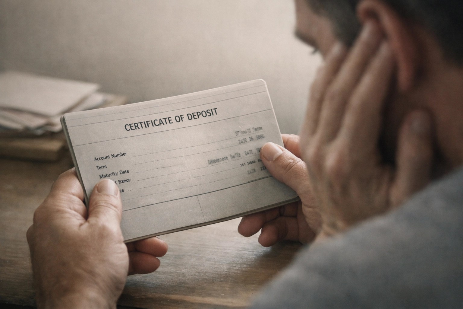 Hands holding CD certificate showing limitations for long-term retirement planning