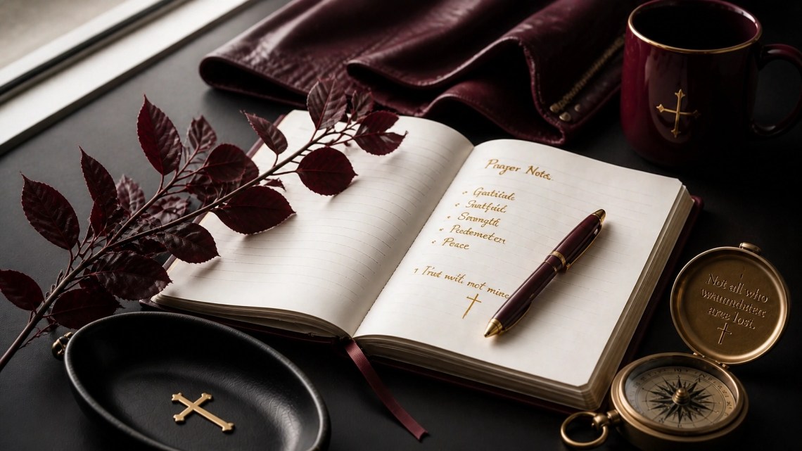 Stepping Out of the Boat: What It Means to Trust When You Can't See the Shore 3 Open faith journal with prayer notes, a compass, and gentle sage greenery representing spiritual direction
