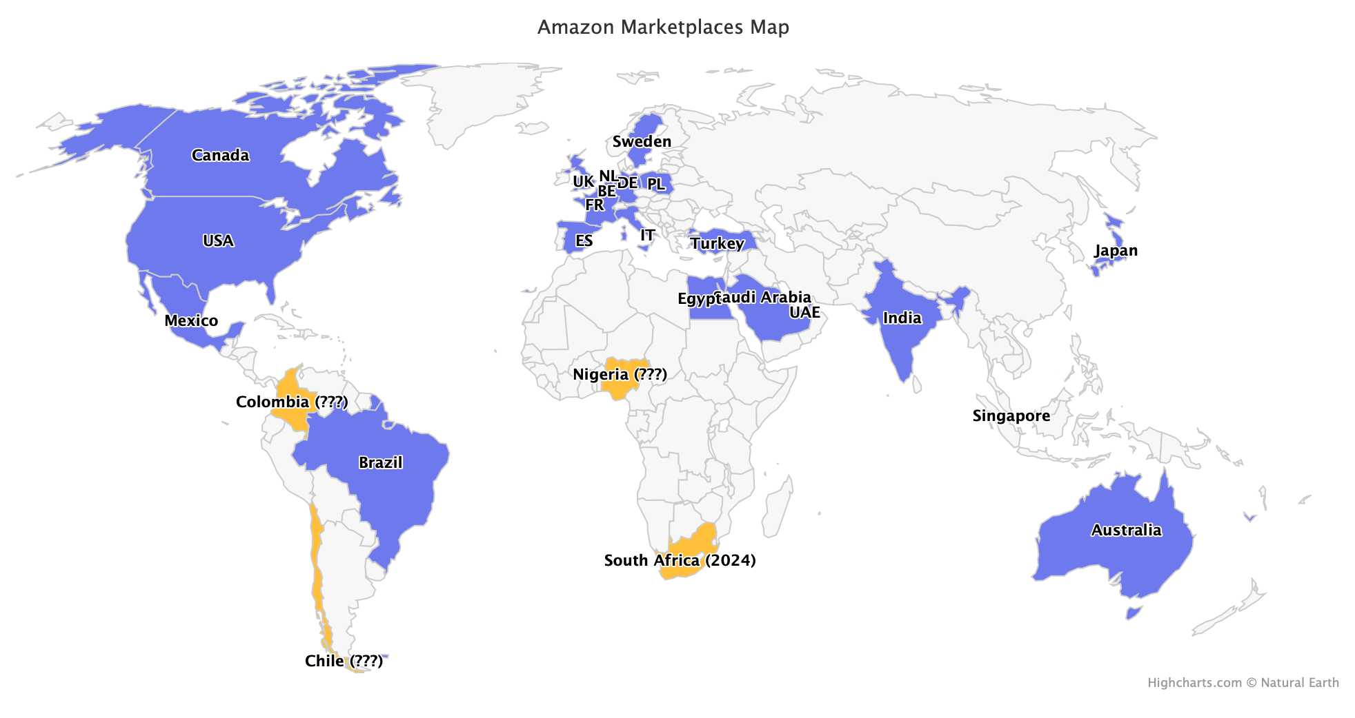 Amazon Paused Global Expansion In 2023 Marketplace Pulse Amazon Map 