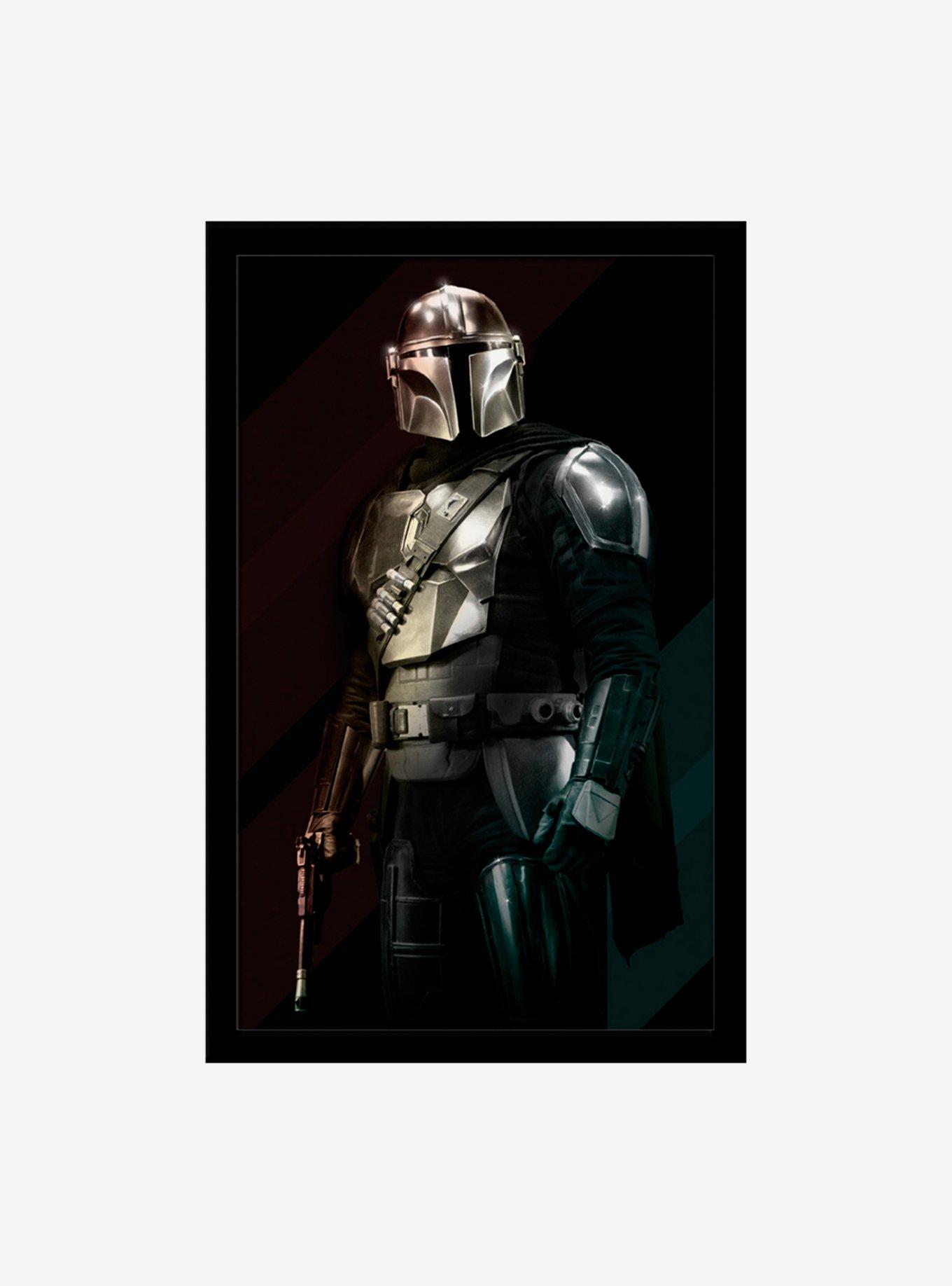 Hot topic star wars the mandalorian mando portrait framed wood wall art
