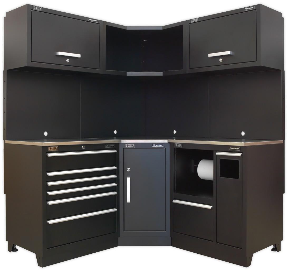 Sealey Premier Modular Storage Corner Unit With Stainless Steel Worktop
