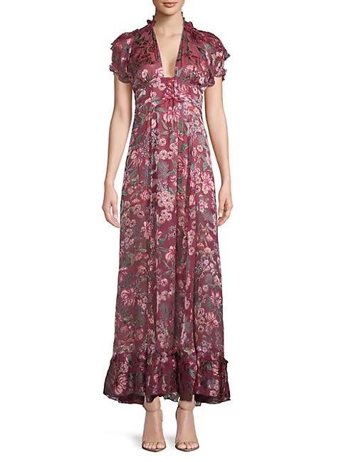 For Love Lemons Floral Maxi Dress In Berry Floral Modesens