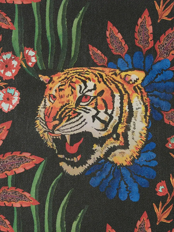 Shop the tiger face print wallpaper at gucci.com. Gucci Tiger Leaf Print Wallpaper In Black Modesens