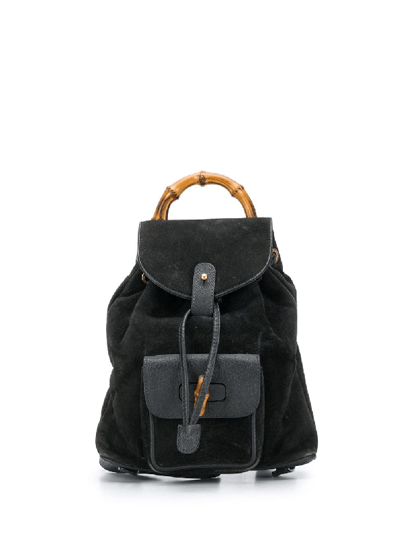 Pre Owned Gucci Bamboo Backpack In Black Modesens