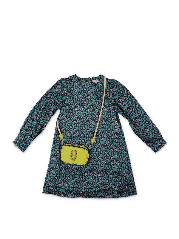 Little Marc Jacobs Kids Emerald Green Snapshot Dress In Animal Print Modesens