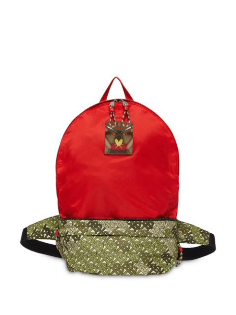 Burberry Monogram Print Panel Convertible Bum Bag In Green Modesens