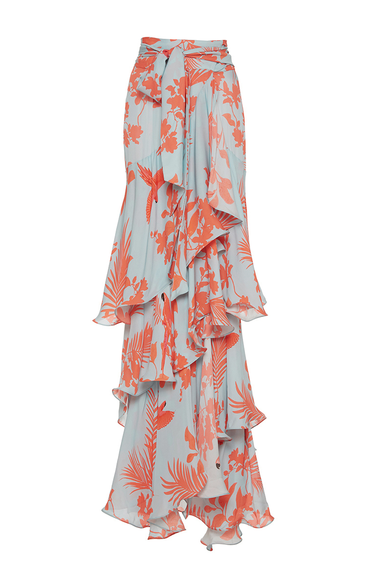 Costa Pacifica Printed Silk Georgette Maxi Skirt