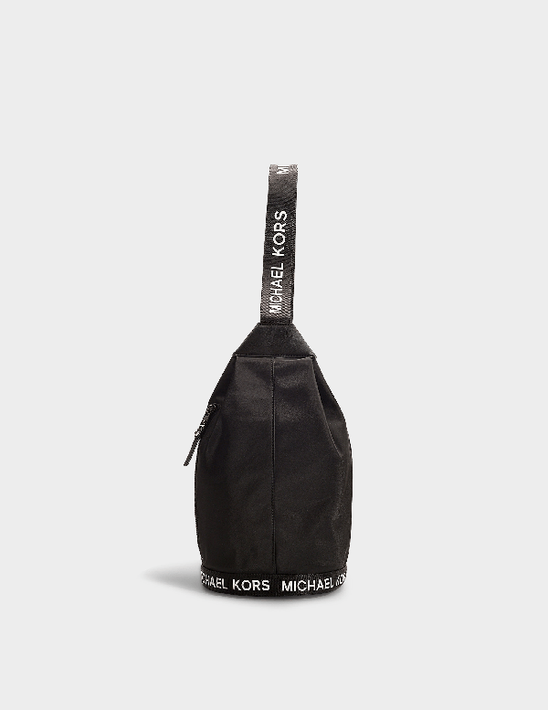 Michael Michael Kors The Michael Nylon Sling Bag In Black Silver Modesens