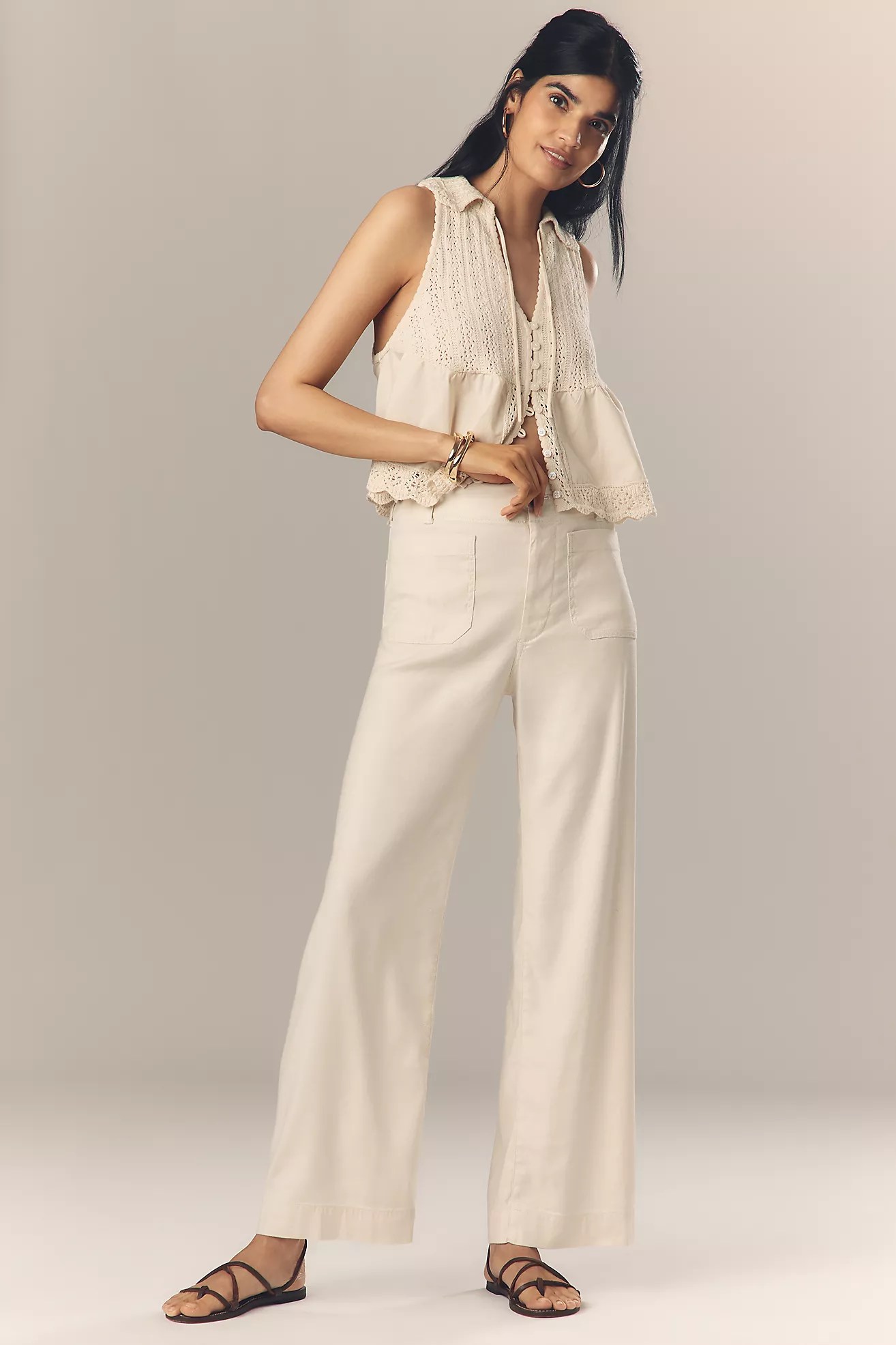 The Colette Linen Full-Length Wide-Leg Pants by Maeve
