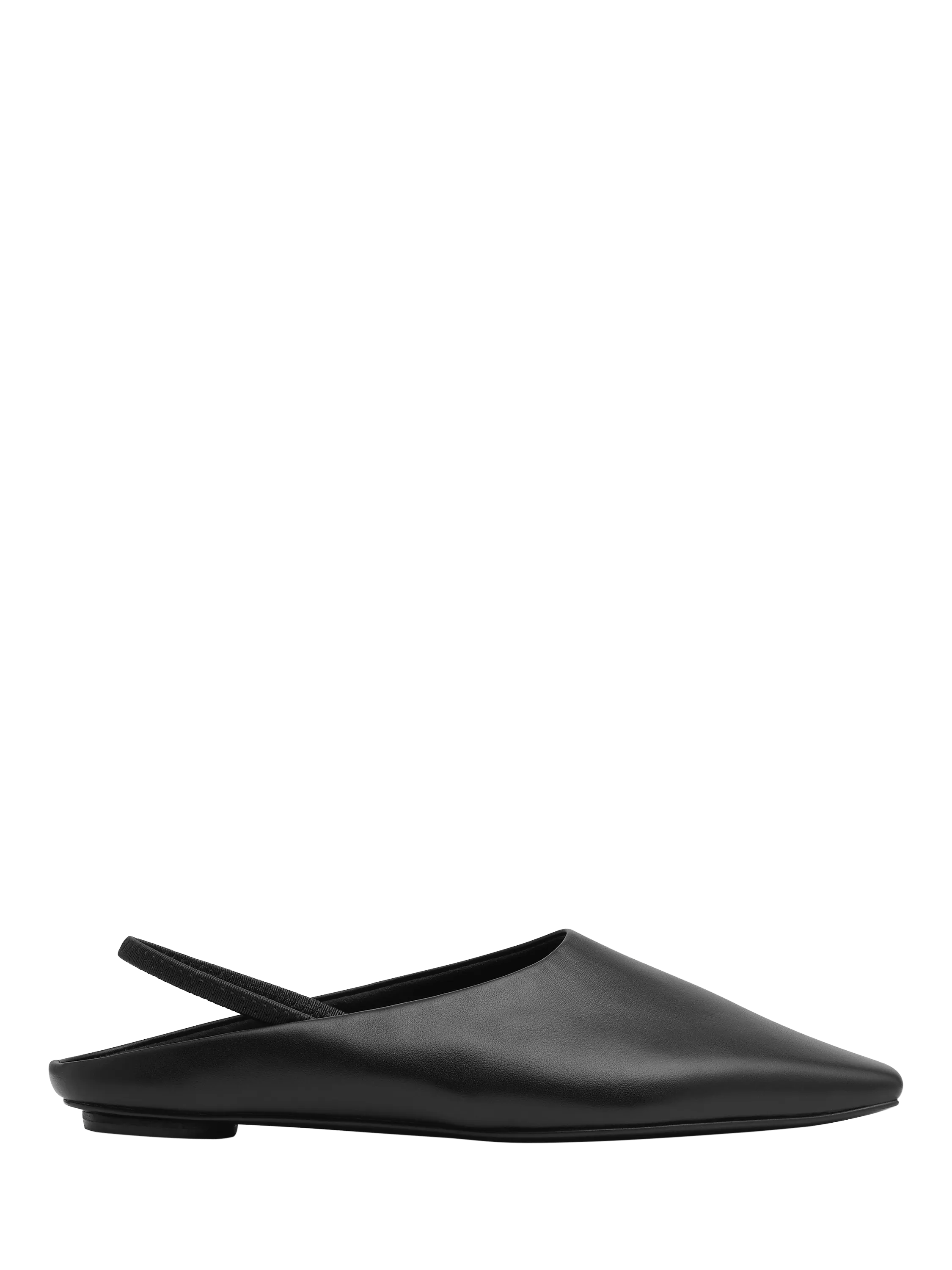 St. Agni Leather Classic Slip on Flat Slingback Sandals, Black