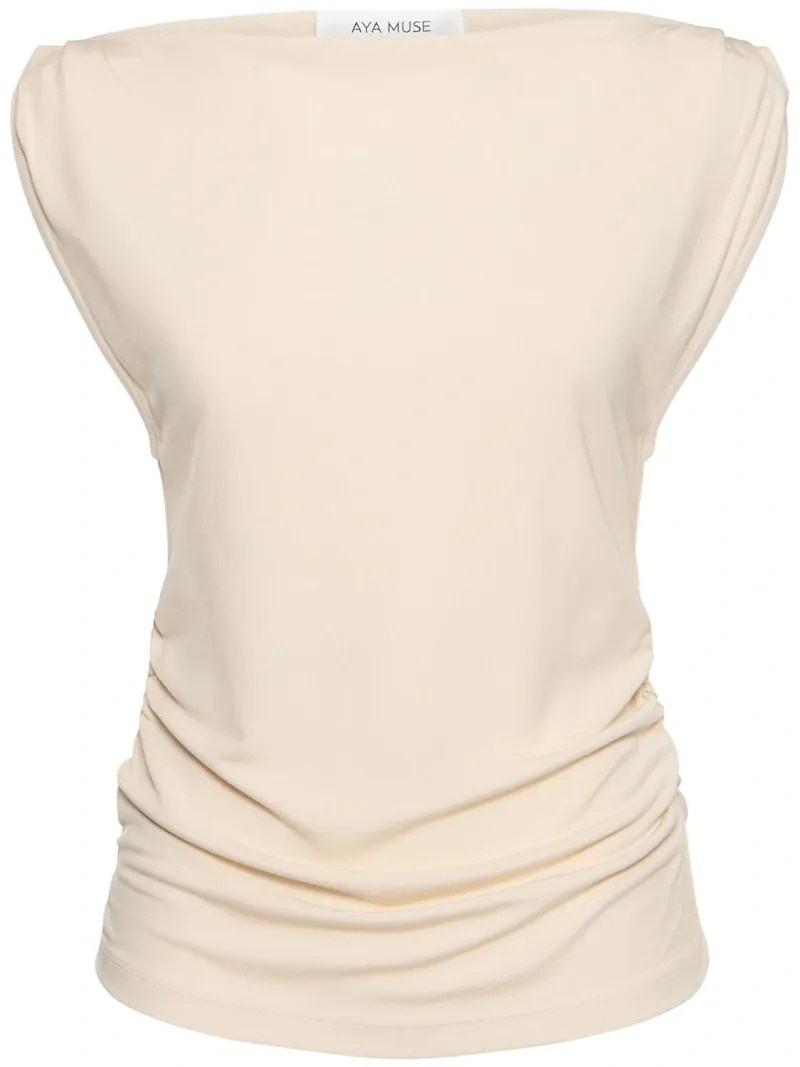 Aya Muse- Draped viscose jersey top