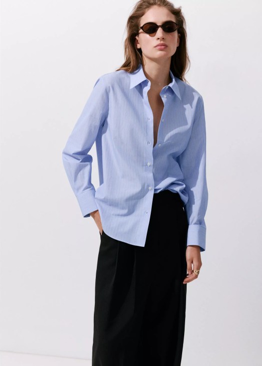 Cotton and Lyocell Blend Straight Shirt - Women | Mango Usa