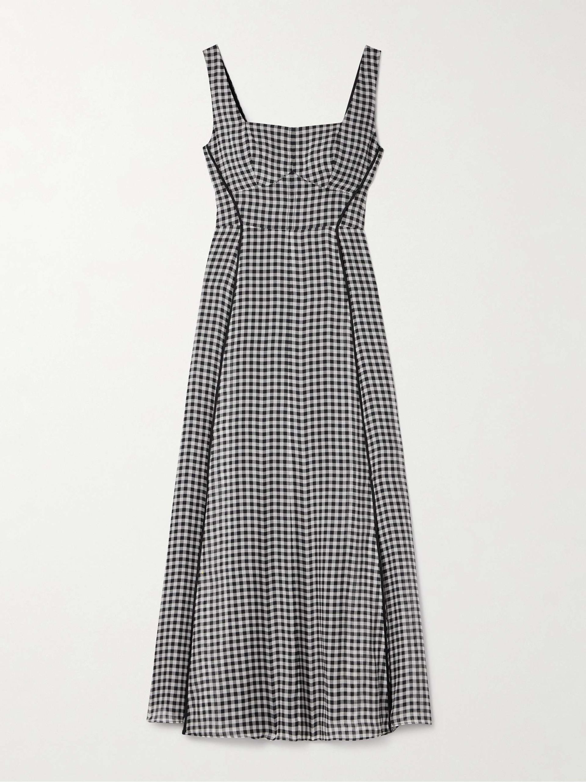 Gingham Silk Midi Dress