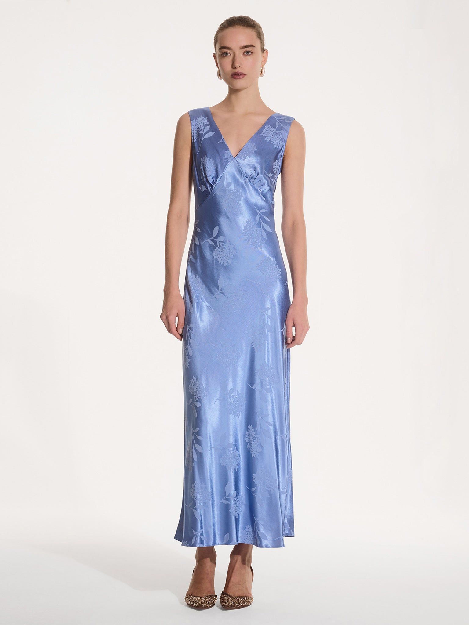 Iris Jacquard Dress in Blue - 4