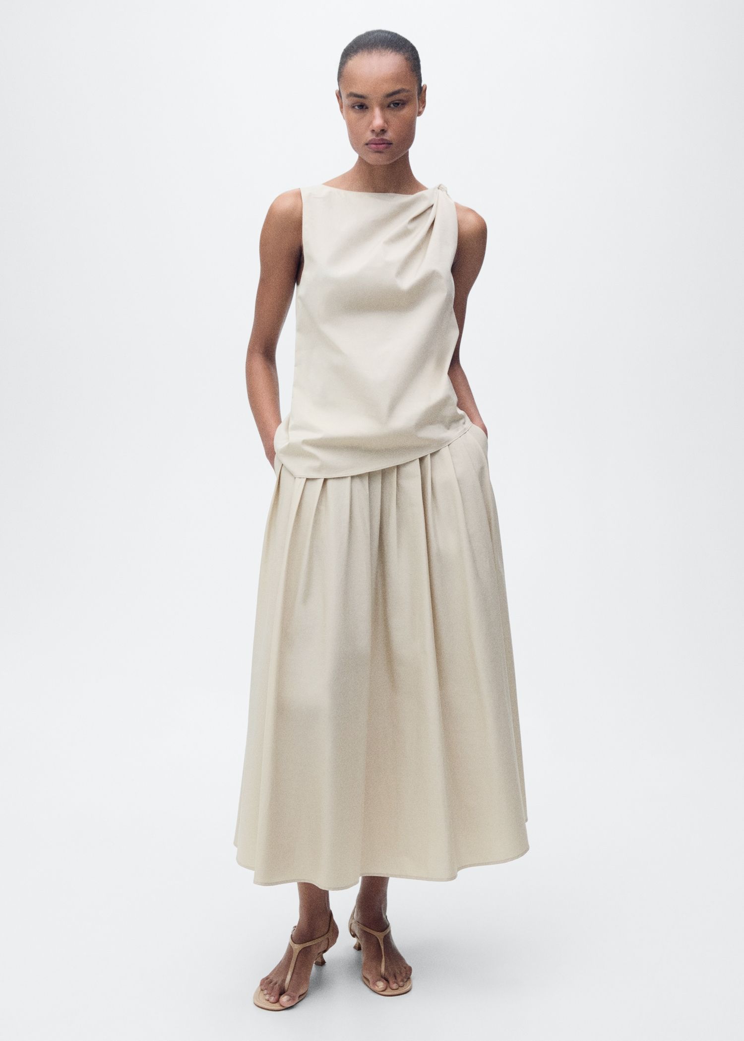 MANGO, Flared Skirt With Pleated Detail - Women | Mango Usa