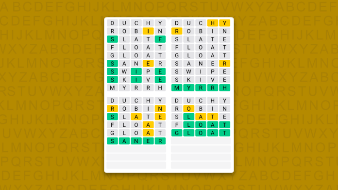 Quordle answers for game 1663 on a yellow background