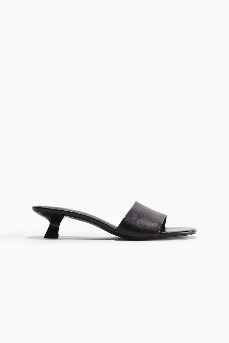 Kitten-Heeled Leather Sandals
