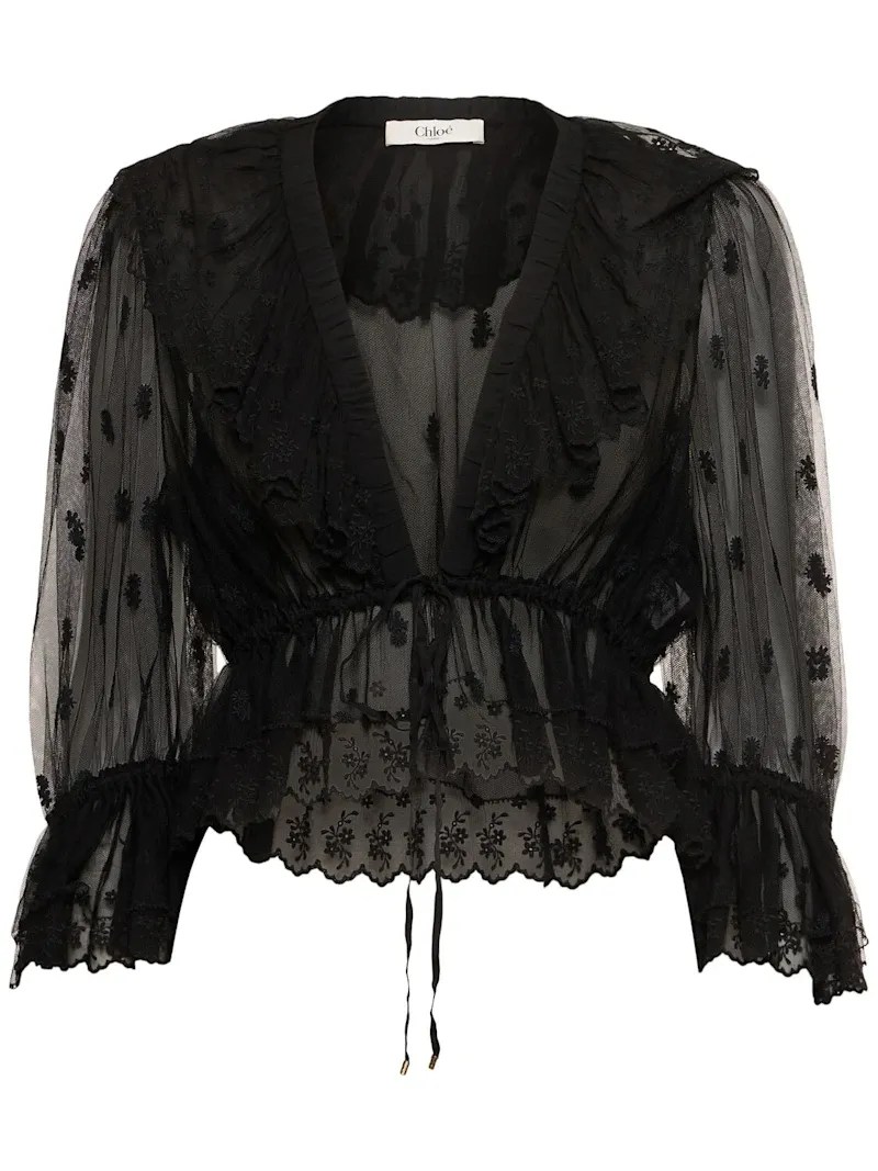 Chloé - Embroidered Lace Lingerie Blouse