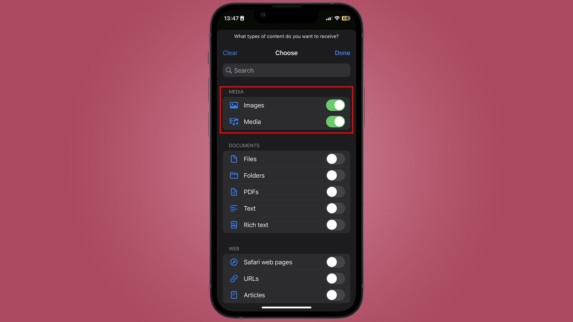 Изображение, показывающее, как выбирать форматы файлов