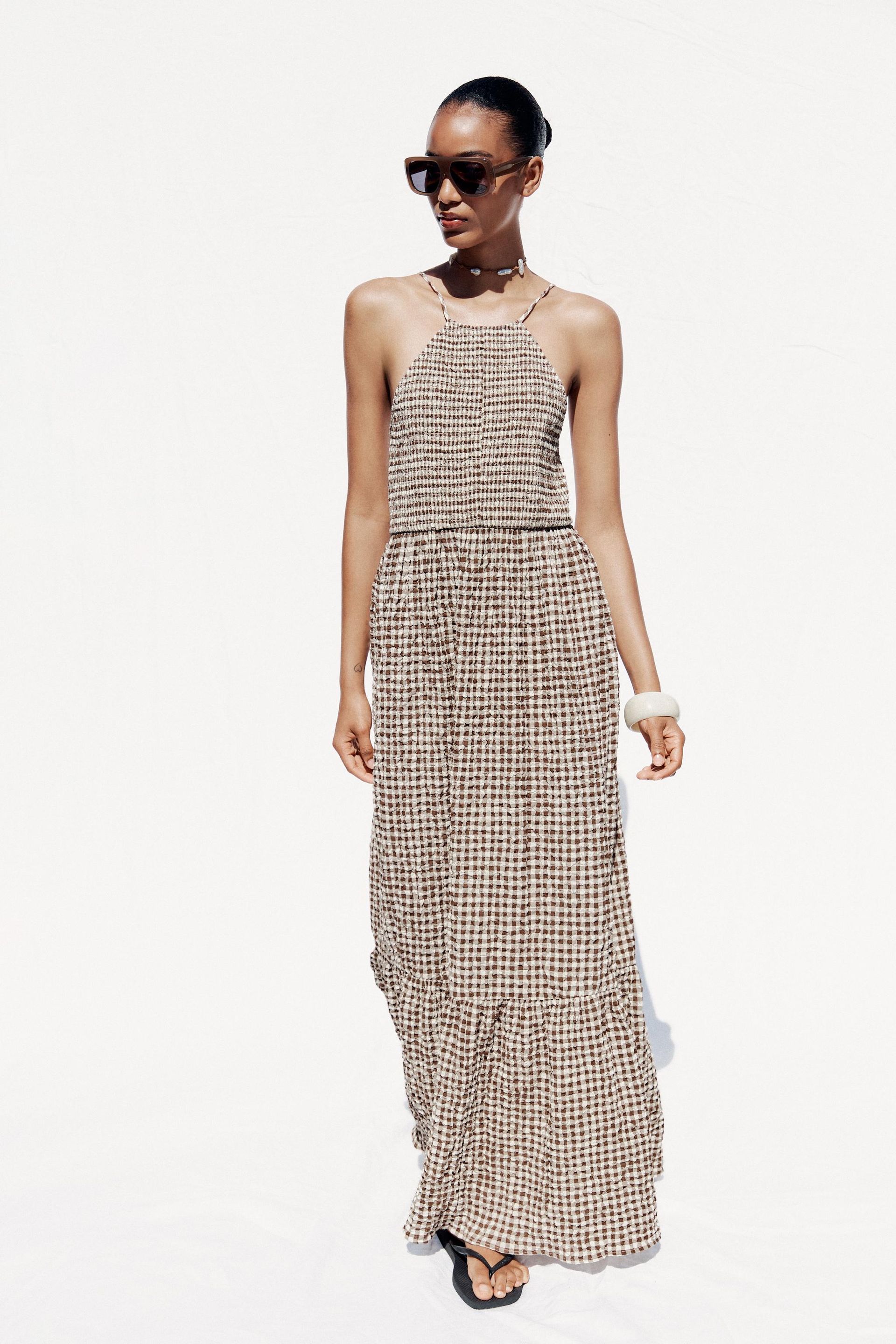 Gingham Check Midi Dress