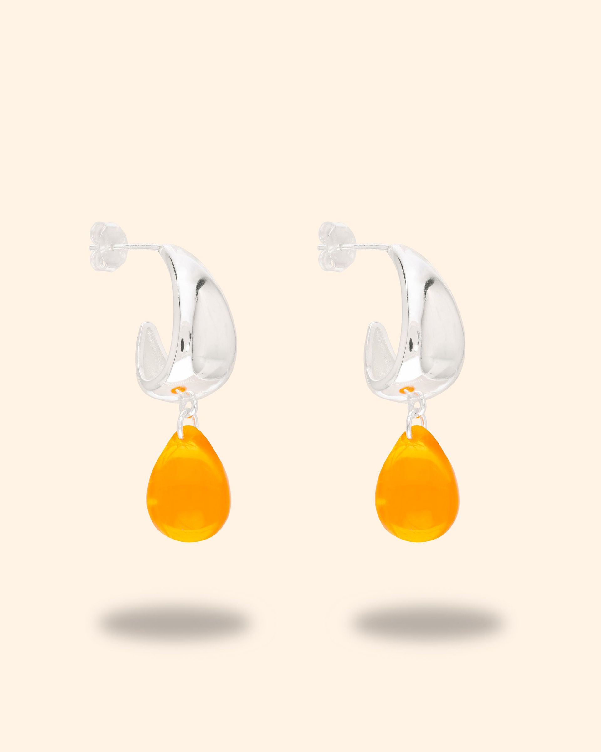 Orange Drop Earrings in Silver