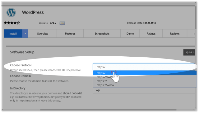 Navigate to exclusive for namecheap customers section > softaculous apps installer menu: Wordpress Softaculous Installation
