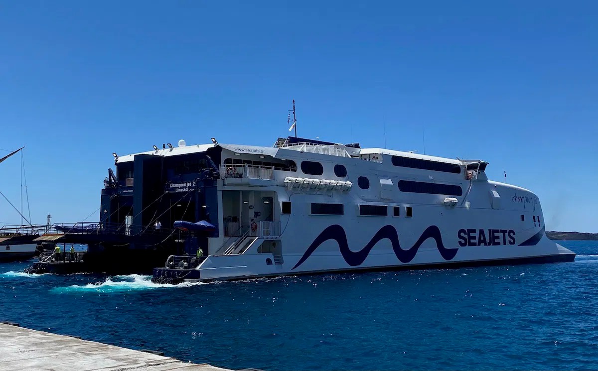 There was a large tour . Review Seajets Ferries Greece One Mile At A Time