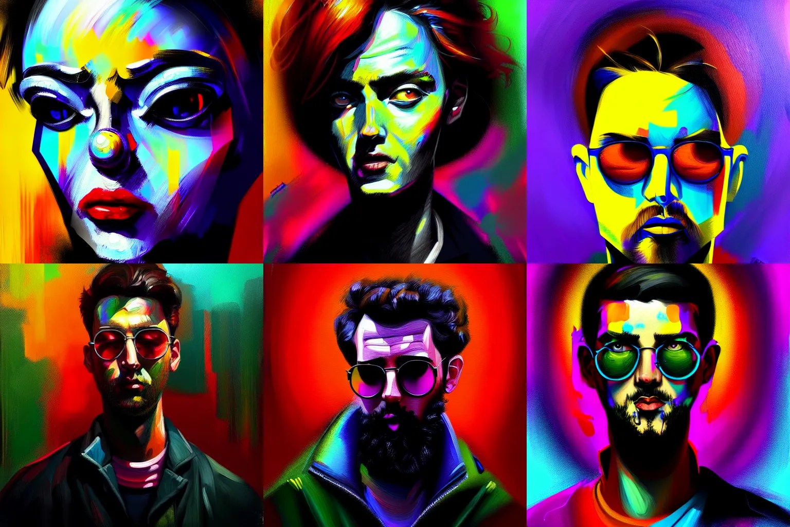 A vibrant painting, portrait, disco elysium style,