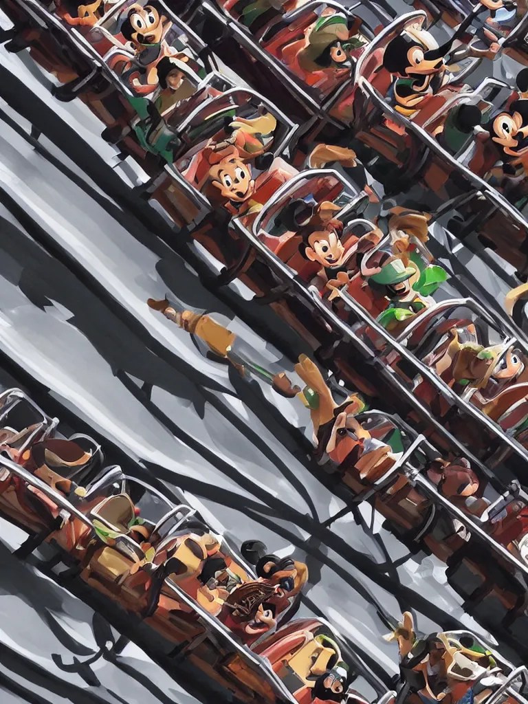 Closeup faces on a roller coaster by disney concept