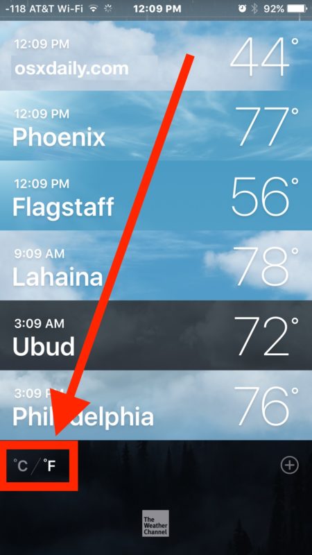 How To Change Weather Temperature From Fahrenheit To Celsius On IPhone |  OSXDaily