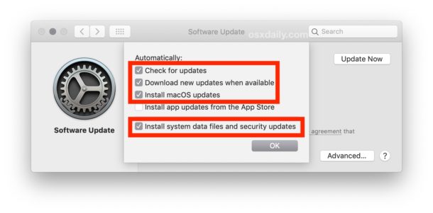 How to enable automatic MacOS system software updates