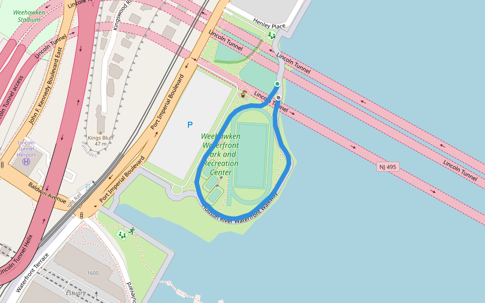 Weehawken Waterfront Park And Recreation Center In New Jersey Walking Map DR725.